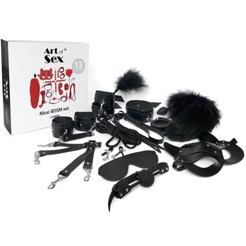 Набор Art of Sex - Maxi BDSM Set Leather, 13 предметов, натуральная кожа, черный