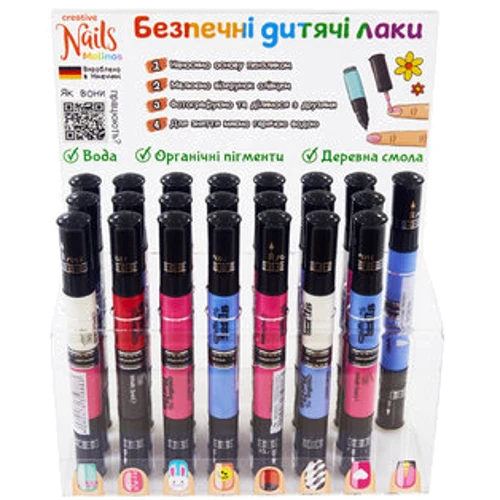 Детский лак-карандаш для ногтей Malinos Creative Nails на водной основе (2 цвета Черный + Белый): Тип Лак для ногтей