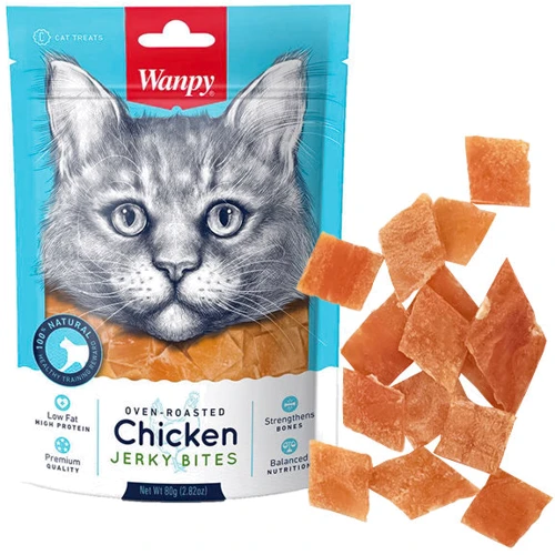 Ласощі для котів Wanpy Chicken Jerky Bites шматочки курячі в'ялені 80 г