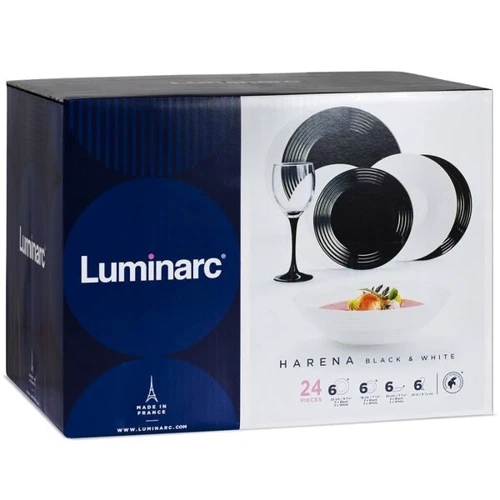 Столовий сервіз Сервіз Luminarc HARENA BLACK & WHITE 24 предметів (N2243): Кількість предметів в наборі 24