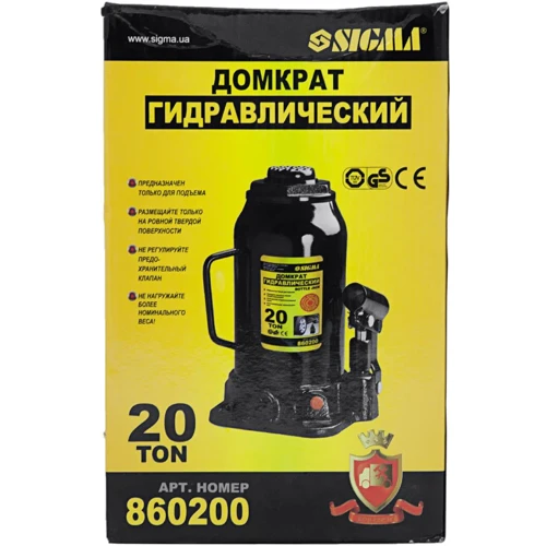 sigma домкрат гідравлічний пляшковий 20т H 242-452мм (6101201): Висота зачіпу, см 24.2