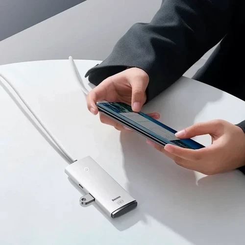 Адаптер Baseus Adapter Lite Series USB-C to 4xUSB White (WKQX030502) фото 7