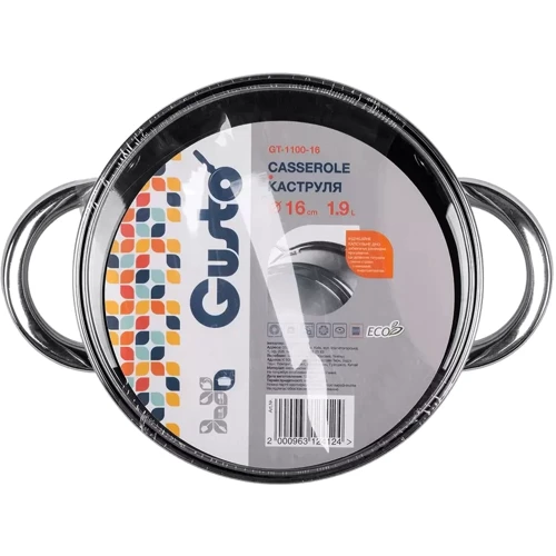Каструля Gusto Solo 16 см 1.9 л (GT-1100-16): Обсяг, л 1.9