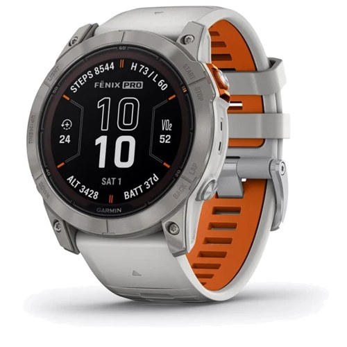 Смарт-часы Garmin Fenix 7X Pro Sapphire Solar Titanium with Fog Gray/Ember Orange Band (010-02778-15)
