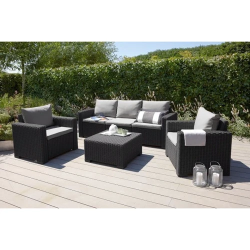 Allibert California 3 seater set Графит: Вид мебели комплекта Стол, Кресло, Диван