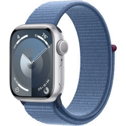 Apple Watch Series 9 41mm GPS Silver Aluminum Case with Winter Blue Sport Loop (MR923) 