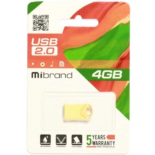 USB-флешка Mibrand 4GB Hawk Gold USB 2.0 (MI2.0/HA4M1G): Стандарт USB USB 2.0