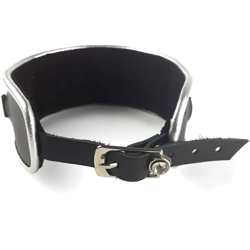 Ошейник из натуральной кожи со стразами и кольцом Art of Sex - Collar Ring