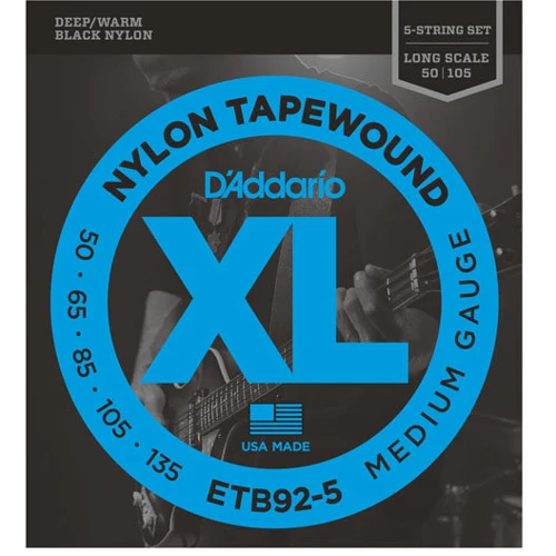 Струна для гитар Струны D`ADDARIO ETB92-5 XL NYLON TAPEWOUND 5 STRING BASS 50-135