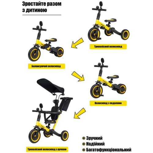 Велосипед-беговел Tri-cycle 5in1 Cruiser Versa, кремовый: Тормоза Ножной