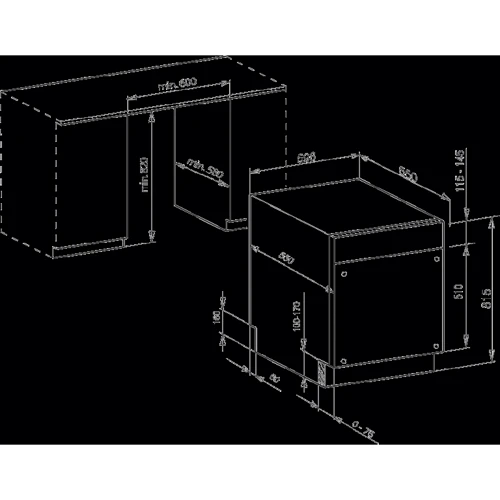 Встраиваемая посудомоечная машина Kaiser S 60 I 69 XL: Размеры 59.8 × 55.0 × 81.5