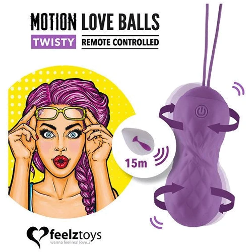 Вагинальные шарики с массажем и вибрацией FeelzToys Motion Love Balls Twisty с пультом ДУ