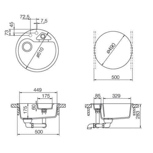 Schock CLASSIC R-100 (12015063): Форма Круглая