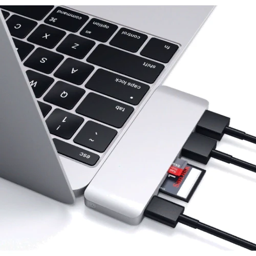 Адаптер Satechi Adapter Passthrough USB-C to USB-C+micro SD+SD+2xUSB3.0 Silver (ST-TCUPS) фото 4