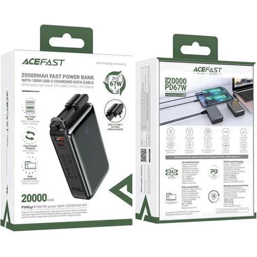Внешний аккумулятор Acefast Power Bank 20000mAh M4 67W Black