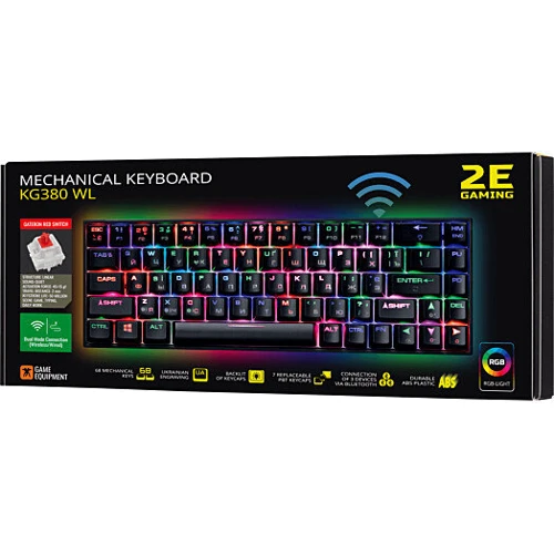Клавиатура 2E KG380 RGB Gateron Red Switch Black (2E-KG380UBK-RD) фото 9