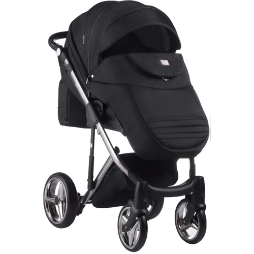 Коляска 2 в 1 Adamex Lucianо Polar (Graphite) Y86 черный - черный в точку (хром рама) (622625): Ширина шасси 60 см