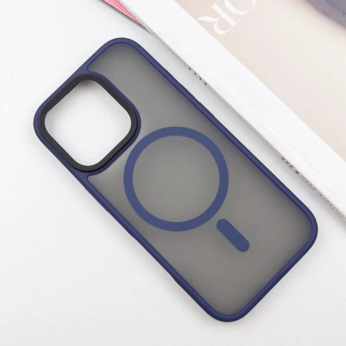 Чехол для iPhone Mobile Case TPU+PC Metal Buttons with MagSafe Blue for iPhone 16 Pro Max: Тип чехла накладка на заднюю часть