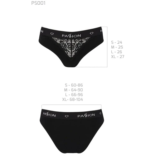 Трусики с широкой резинкой и кружевом Passion PS001 PANTIES XL, black