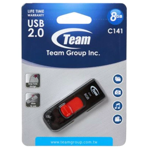 USB-флешка Team 8GB C141 USB 2.0 Red (TC1418GR01): Вес 10 г