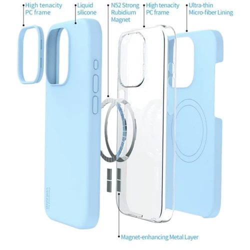 Чехол для iPhone VOKAMO Silicone Case with MagSafe Black for iPhone 15 Plus (NVK010827): Материалы поликарбонат и полиуретан