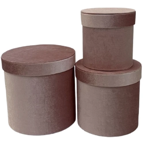 Коробка Подарочные коробки UFO Набор 3 шт VELVET PINK круг. (W2904)