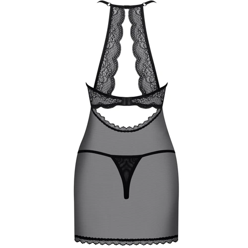 Сексуальный комплект пеньюар + стринги Obsessive Pearlove black S/M