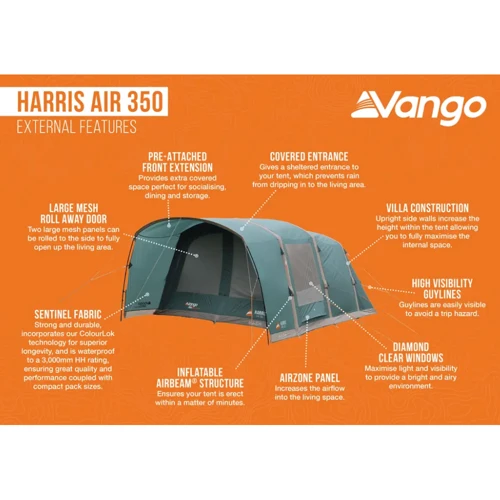 Палатка Vango Harris Air 350 Mineral Green (TETHARRAI000001) (930838) фото 11