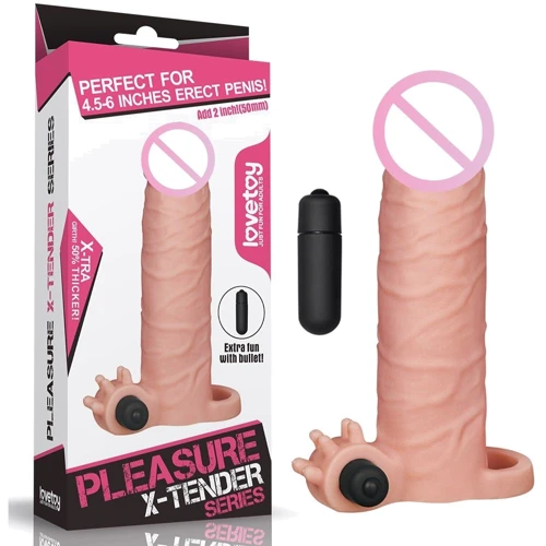 Насадка на член LYBAILE Pleasure X-Tender Vibrating Penis Sleeve Add 2" Flesh 1