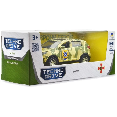 Автомодель TechnoDrive серії Шеврони Героїв - Kia Sportage - 56 ОМПБр (250362M): Масштаб 1:39