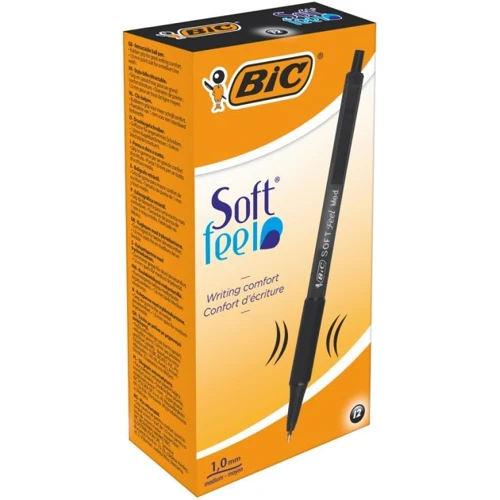 Набор шариковых ручек BIC Soft Feel Clic Grip Чёрный 1 мм 12 шт (70330914360)