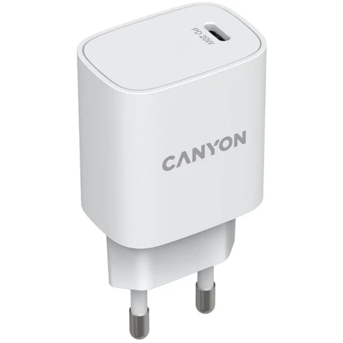 Зарядний пристрій Canyon Wall Charger USB-C H-20-02 20W White (CNE-CHA20W02)