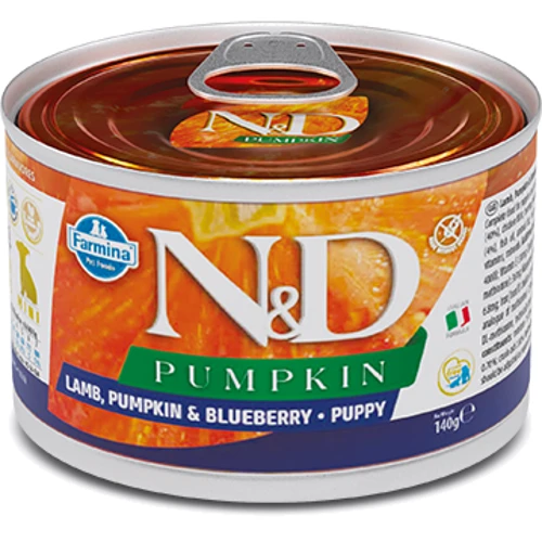 Беззерновий вологий корм для собак Farmina N&D Grain Pumpkin Lamb Puppy Mini з гарбузом ягнятком і чорницею 140 г (8606014102307)