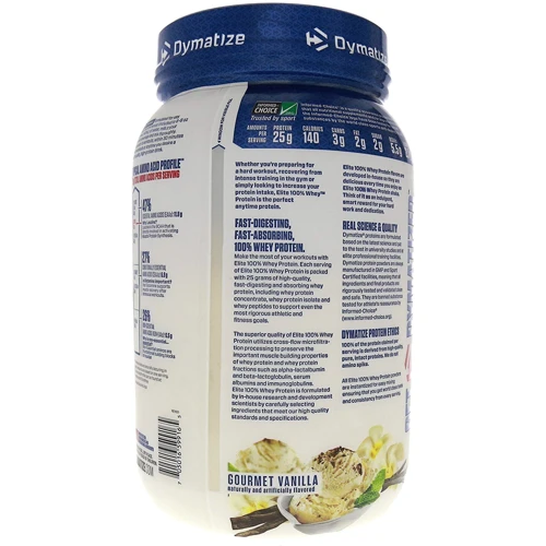 Протеин Dymatize Elite 100% Whey Protein 907 g /27 servings/ Gourmet Vanilla: Вкус Ваниль
