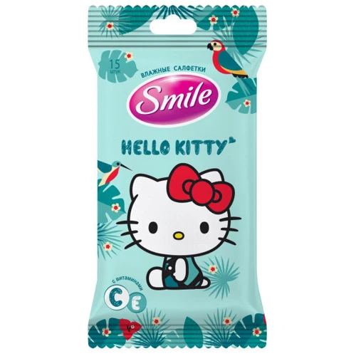 Серветки вологі Smile Hello Kitty 15 шт: Тип Влажные салфетки