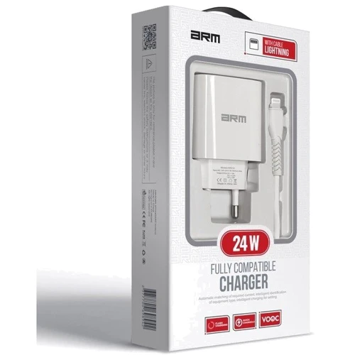 Зарядний пристрій ArmorStandart Wall Charger USB 24W White with Lightning Сable (ARM69894): Кабель в комплекті Lightning