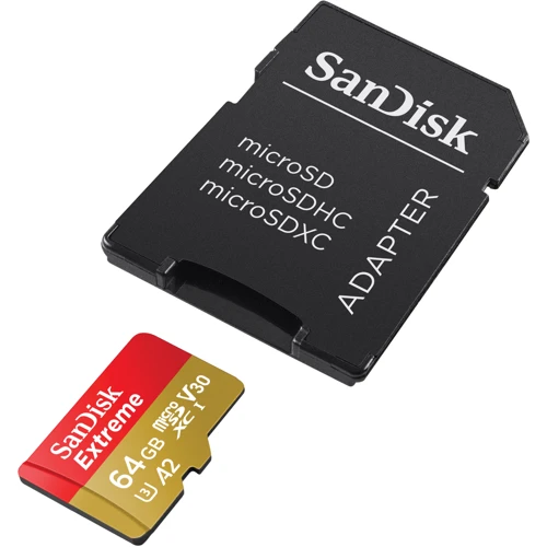 Карта памяти SanDisk 64GB microSDXC Class 10 UHS-I U3 A2 V30 Extreme + adapter (SDSQXAH-064G-GN6MA): Тип карты MicroSDXC