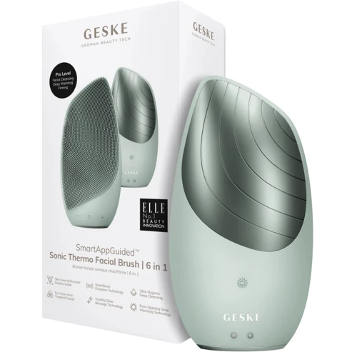 Електронна звукова термощітка для обличчя GESKE Sonic Thermo Facial Brush 6в1 green