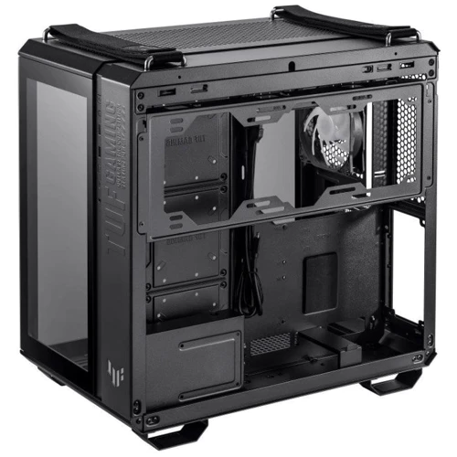 Корпус ASUS TUF Gaming GT502 Plus Black (90DC0090-B19010): Материал передней панели закаленное стекло и сталь