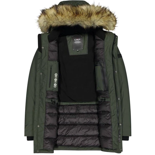 Парка CMP Man Parka Fix Hood (31K2997-F959) 54 зелена зима з капюшоном зі штучним хутром: Довжина рукава Довгий