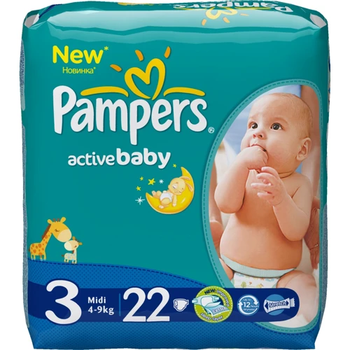 PAMPERS Active Baby-Dry Midi (4-9 кг) СтандартУпак 22