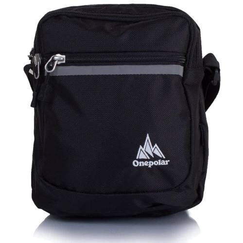 Мужская сумка через плечо Onepolar черная (W5632-black): Застежка Молния