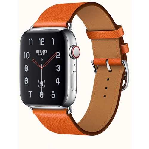 Apple Watch Series 4 Hermes 40mm GPS+LTE Stainless Steel Case with Feu Epsom Leather Single Tour (H077058CJ9J)