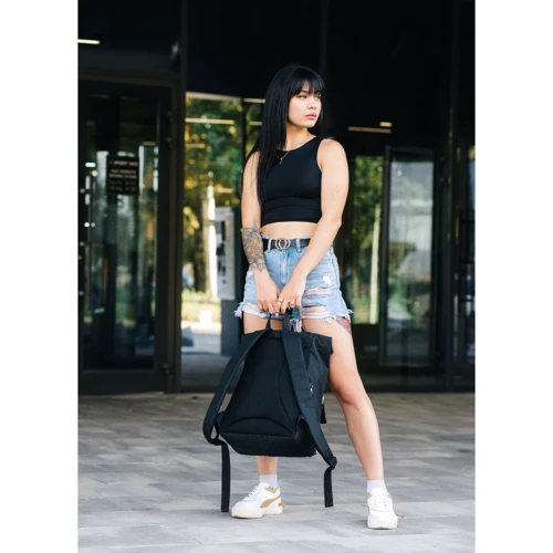 Женский рюкзак Sambag RollTop Zard черный (24238765): Тип ручки Плечевой ремень, Короткая ручка