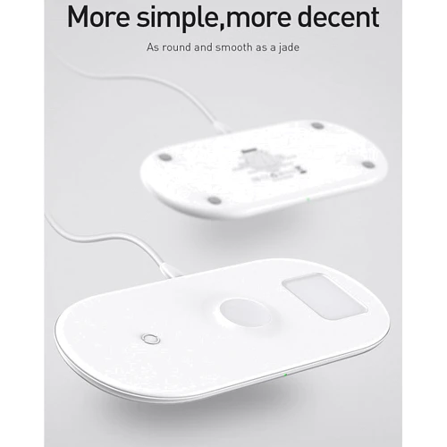 Зарядний пристрій Baseus Wireless Charging Smart White (WX3IN1-C02) for Apple iPhone, Apple Watch and Apple AirPods: Кабель в комплекті USB-C
