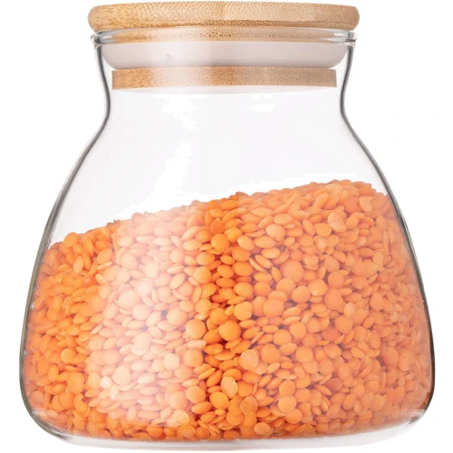Банка для сыпучих продуктов Ardesto Fresh Hourglass 400 мл: Материал бамбук, стекло