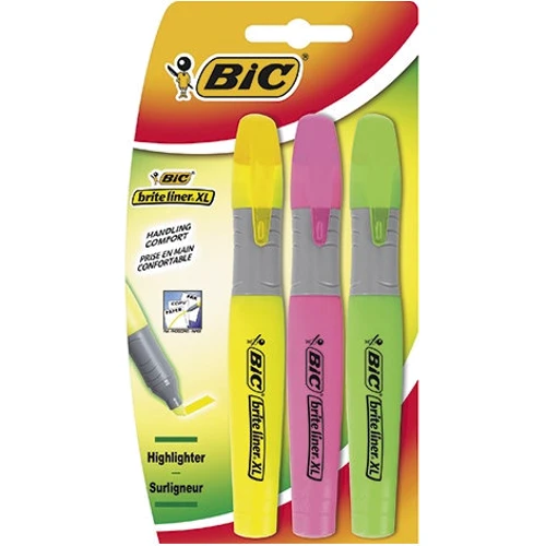 Набір текстових маркерів 3 шт BIC Bright Liner XL 1.7-5.1 мм Кольоровий