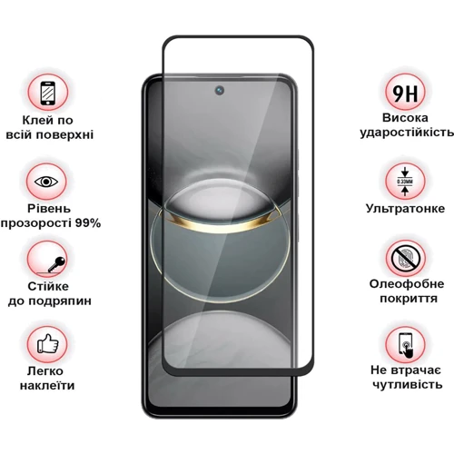BeCover Tempered Glass Black for Tecno Spark 30 Pro (KL7) (713080)