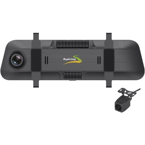 Зеркало-накладка заднего вида с 4K регистратором Aspiring MAXI 4 SpeedCam: Оснащение регистрация GPS-координат, микрофон, вторая камера (салон, задний обзор), аккумулятор