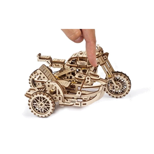 Механічний 3D пазл Ugears Мотоцикл Scramber з коляскою (6336921) фото 16